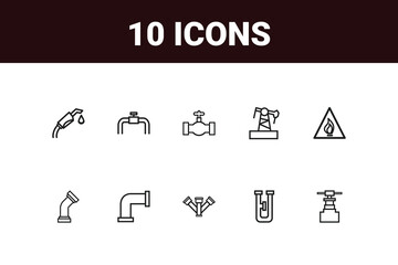 Plumbing and Heating Icons set. Vector illustration in modern thin line style of house engineering related icons: pipes, boilers, tools, and more.