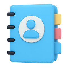 Light Blue Contact Address Book 3D Render