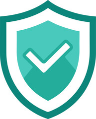 a flat icon of a badge or medal with a ribbon, representing quality, in teal color vector on transparent background.
