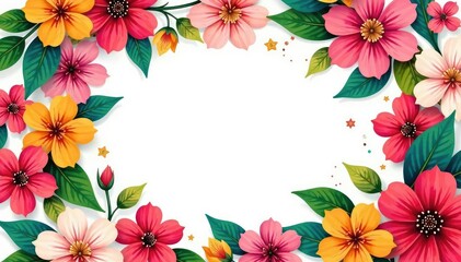 Fototapeta premium Bold vibrant floral pattern, ideal for summer event flyers , summery, graphics, party