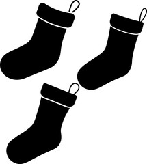 Christmas stocking art vectors and Set of black socks icon silhouette collections