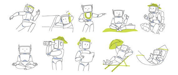 Robot in Summer Activity Concept