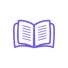 Purple Outline Open Book Simple Vector Icon
