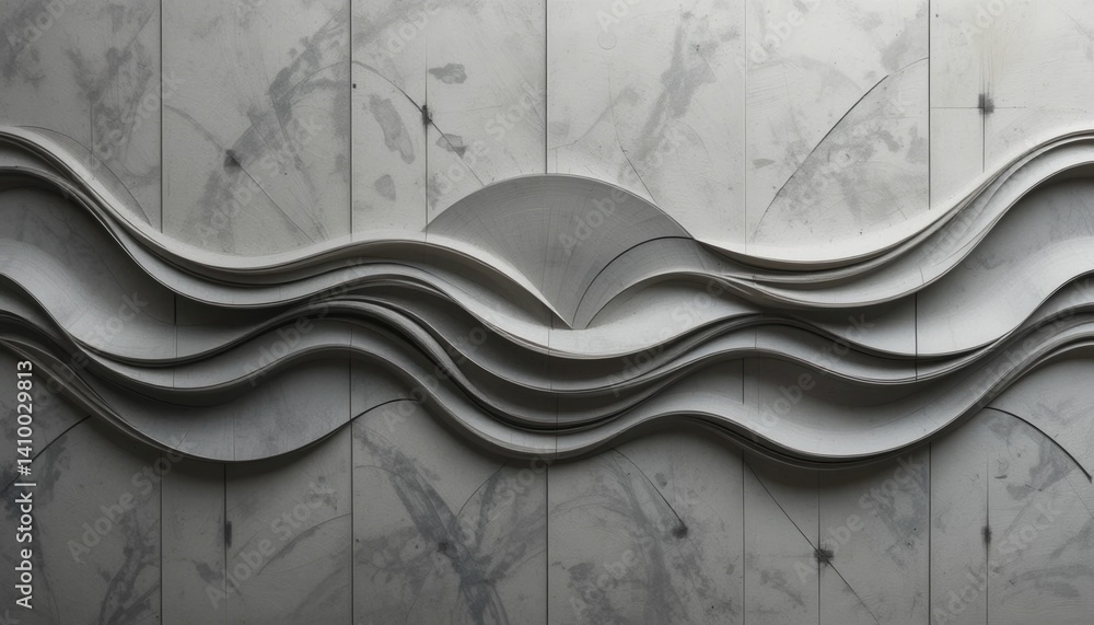 Aufkleber dynamic wave sculpture displaying flowing motion and texture modern art gallery 3d art installation 