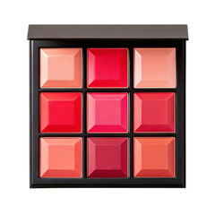 Fototapeta premium Lipstick palette with various shades of red and pink.