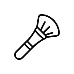Isolated Cosmetic Powder Brush Illustration In Outline Style On White Background