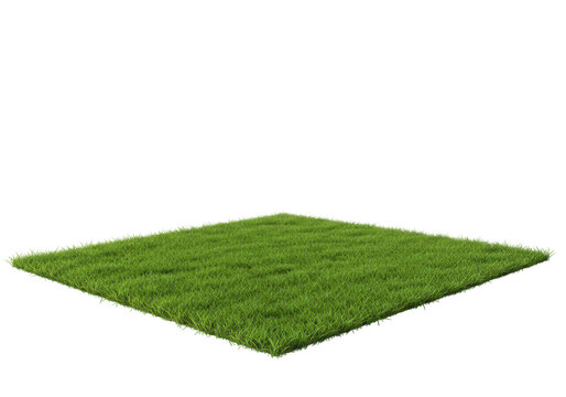 A vibrant patch of lush green grass, perfectly isolated and set against a clean white backdrop
