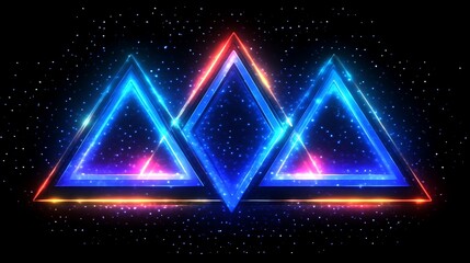 Glowing Neon Triangles Abstract Cosmic Art