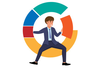 Investment asset allocation and balancing concept Businessman investors make pie charts to balance their portfolios to suit risk and return.