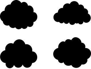 Cloud art vectors and Set of black clouds icon silhouette collections