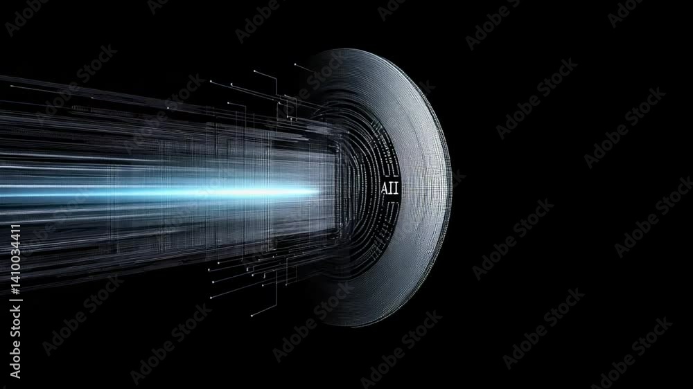 Poster digital interface: an abstract, eye-catching image of a futuristic digital interface with a sleek de