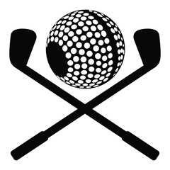 hockey stick golf ball silhouette