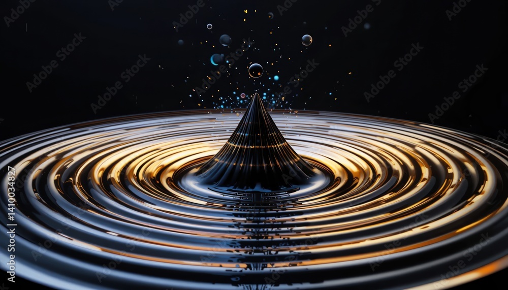 Aufkleber dynamic water droplet interaction laboratory setting high-speed photography dark environment close-u
