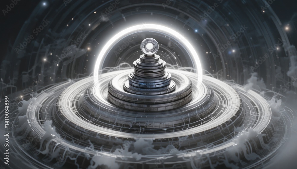 Poster dynamic circular motion art installation modern gallery digital illustration abstract environment cl