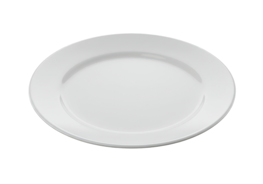 Oval white plate, simple design isolated on white background