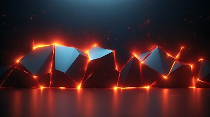 Glowing Fractured Geometric Shapes Abstract Artwork