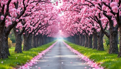 Cherry blossom festival celebration scenic road nature photography serene environment tranquil viewpoint floral concept