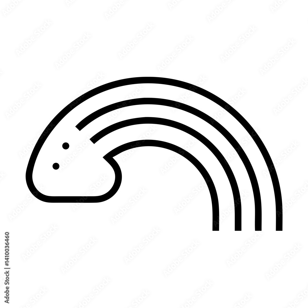Poster cartoon rainbow character with curved lines and simple features
