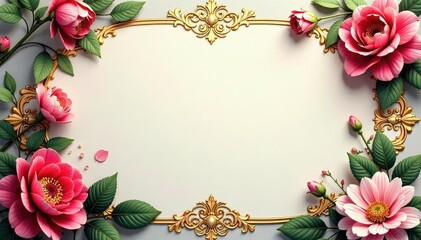 Fototapeta premium Intricate floral damask, elegant gold accents, style, interior, background