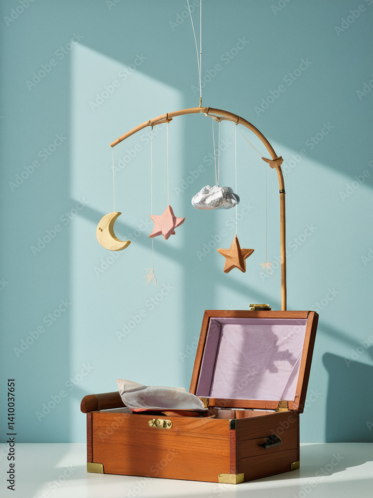 Poster everyday objects - for downstream advertisement and design: a whimsical mobile featuring celestial s