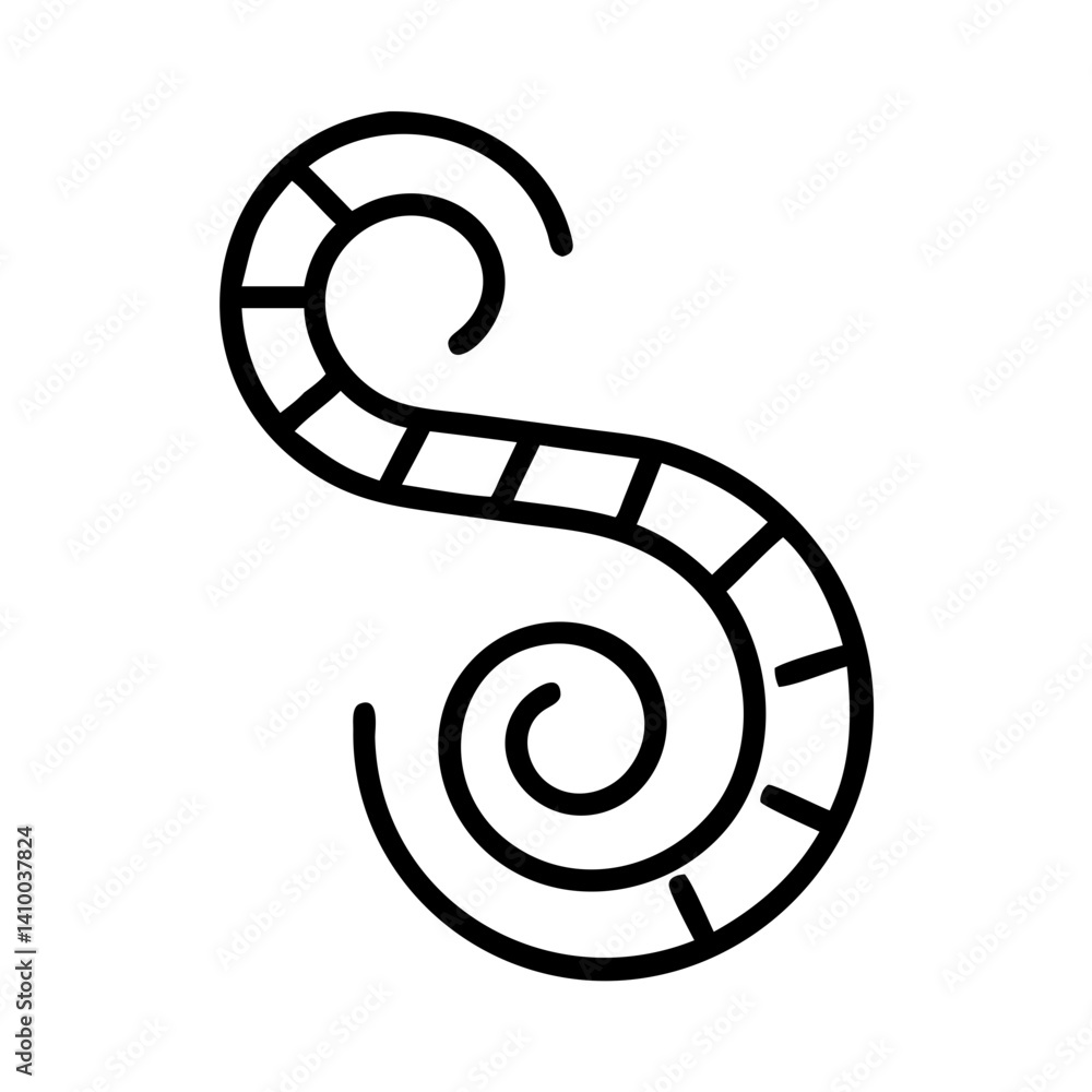 Poster decorative swirl and curly line design in minimalist style