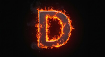Fiery Letter D: A Dramatic, Flaming Typography Design