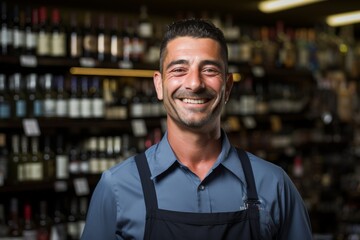Fototapeta premium Portrait of a smiling liquor store attendant