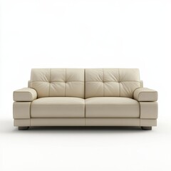 Fototapeta premium Cream leather sofa, modern style