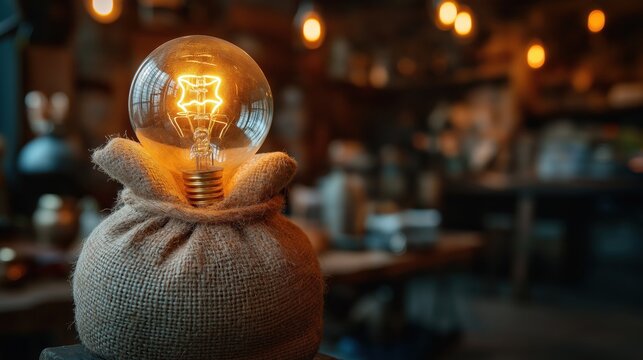 Symbolic representation of wise financial choices with a money bag and a glowing lightbulb illuminating ideas