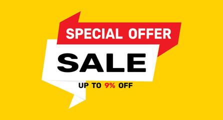 9% discount special offer sale icon vector background