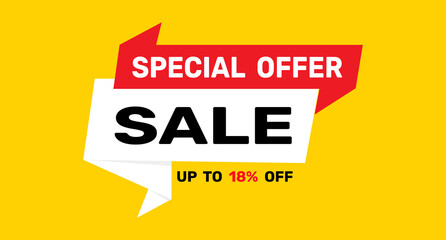 18% discount special offer sale icon vector background