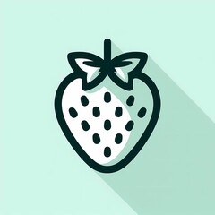 Single Strawberry Icon, Make It Minimalist With A Simple Background