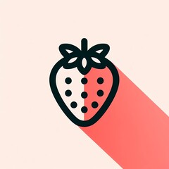Single Strawberry Icon, Make It Minimalist With A Simple Background