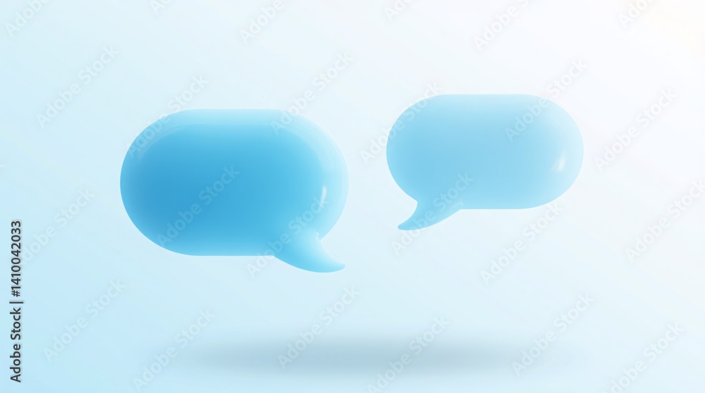 Poster floating blue speech bubbles conversation communication digital interaction modern design concept cl