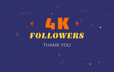 4 k followers thank you. 4000 subscribers vector illustration social media post subscribers