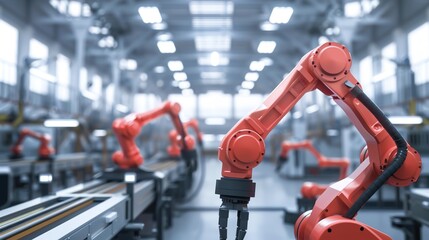 Fototapeta premium Robotic Arm Automation: Smart Manufacturing Solutions for Industrial Factories 