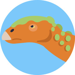 Edmontosaurus standing on all fours with a duck-billed snout and long tail.