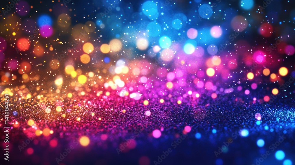 Poster a vibrant display of colorful bokeh lights creating an enchanting and festive atmosphere, perfect fo