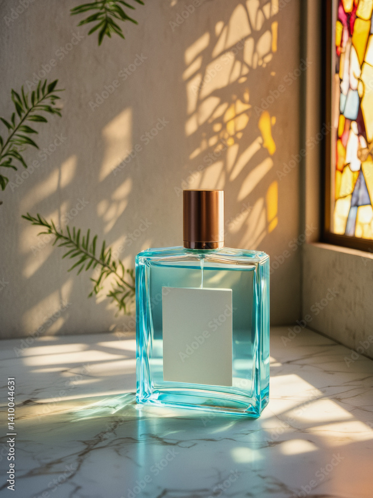 Poster everyday objects - for downstream advertisement and design: sunlight streams through a stained-glass