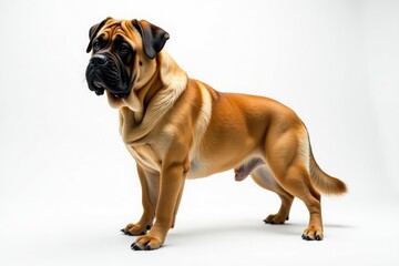 Obraz premium Majestic Mastiff, pure white background, powerful stance, majestic, animal, pet