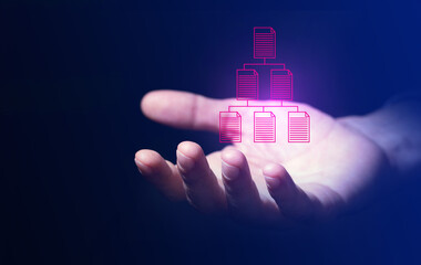 mano, aperta, digitale, gestione documenti	, diagramma gerarchico. gerarchia, albero di file
