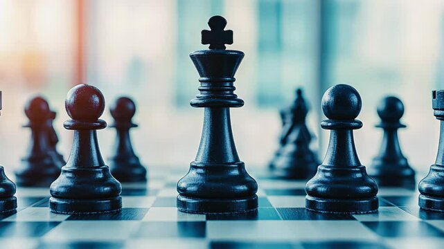 Business Success Strategy &ndash; Chess Pieces Representing Tactical Planning and Market Focus