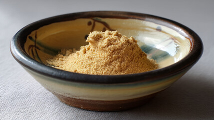 Kinako powder in dish golden beige light texture