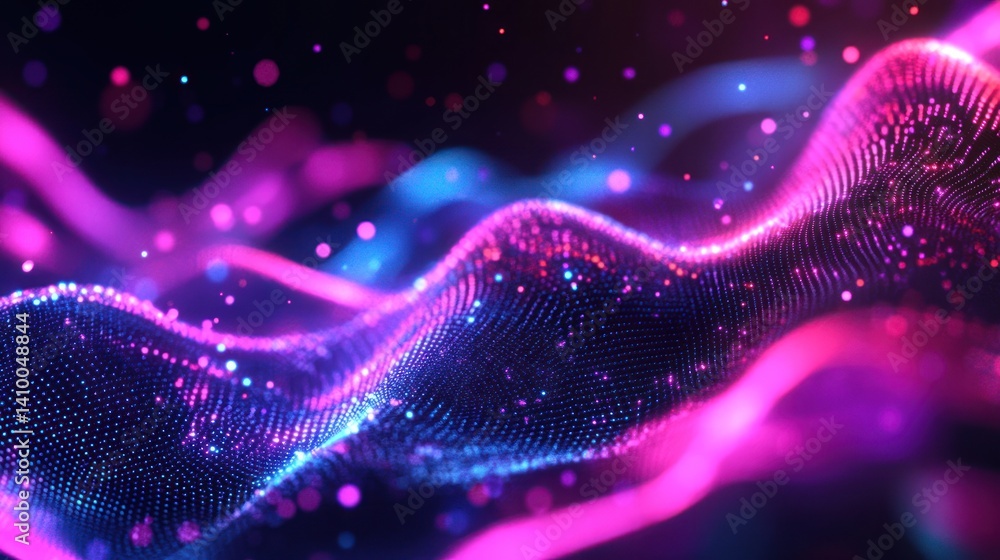 Poster abstract digital waves with vibrant colors create a mesmerizing visual experience, perfect for backg