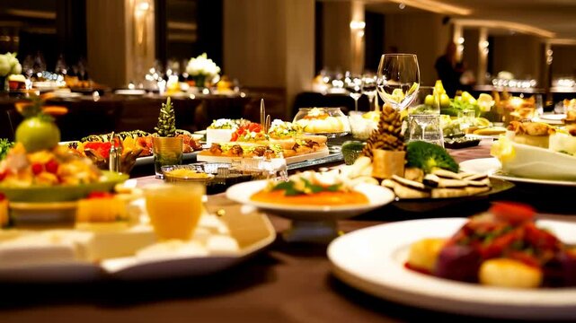 Elegant culinary display in modern dining ambiance with creative plating elements