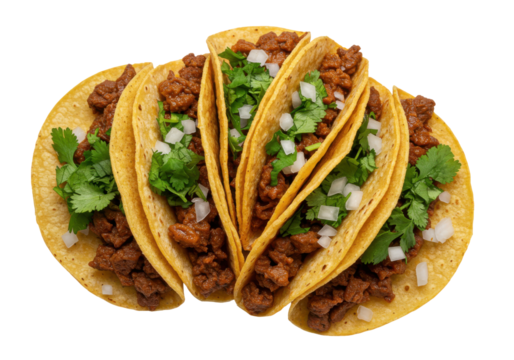 Beef tacos isolated on white background