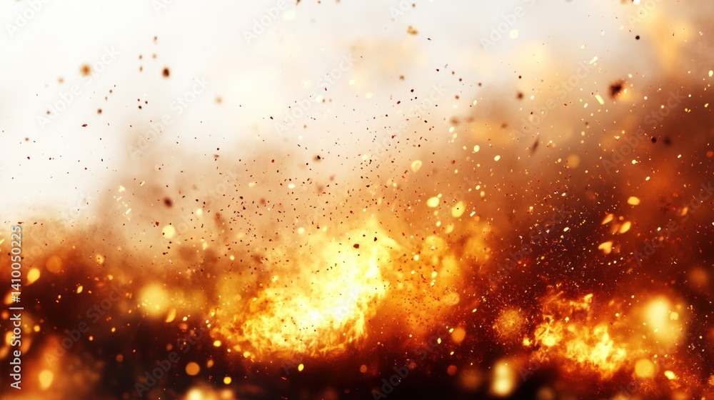 Aufkleber an intense explosion emanates fiery sparks and smoke, showcasing the power and energy of combustion 