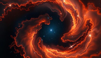 Cosmic nebula swirls birth a star cluster amidst comets , majestic, cosmic background
