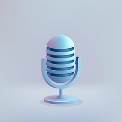 3D icon of a podcast microphone, symbolizing music, voice, speech, and audio communication. Represents sound recording, broadcasting, and media conversation. Not ai.