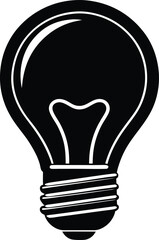 Lamp or Light Bulb Silhouette Vector | Bright Idea Icon in Minimal Black Design